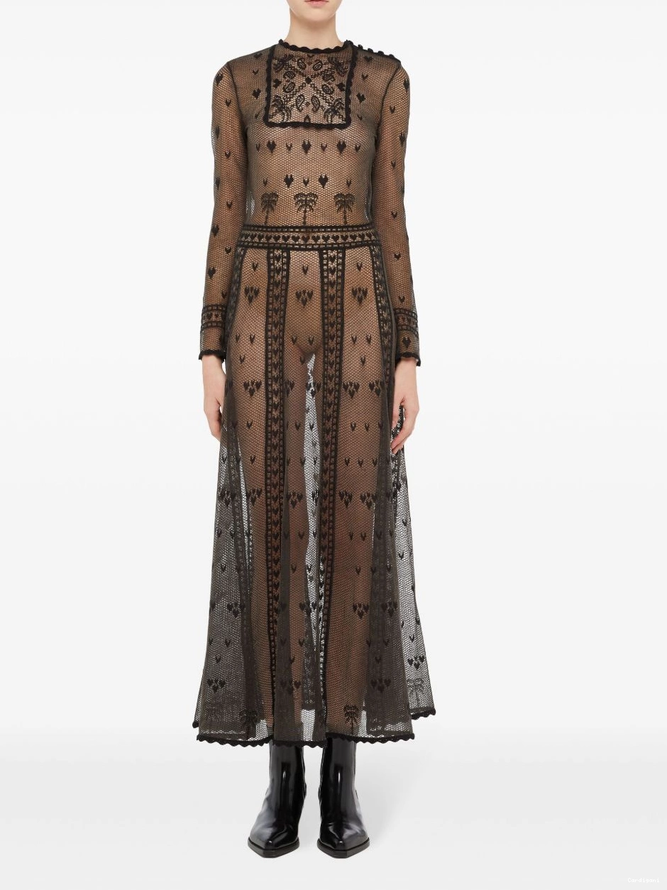 Affordable Alanui Women embroidered dress sheer 0720
